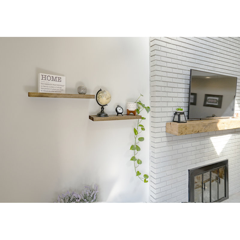 Gracie Oaks 2 Piece Pine Solid Wood Floating Shelf & Reviews